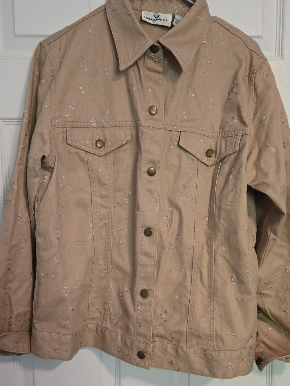 erin london Tan Embroidered Lightweight Shirt Jacket
